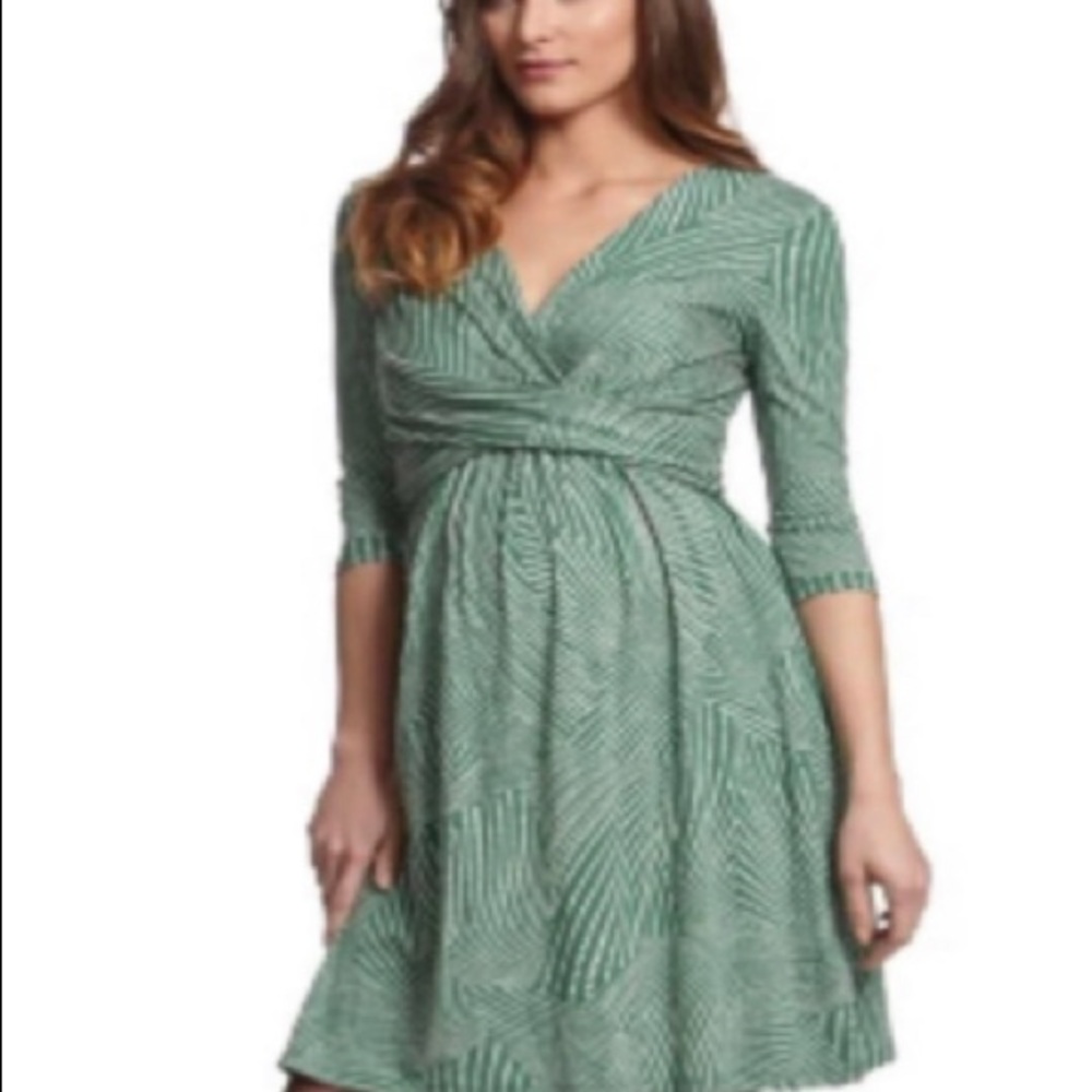 Seraphine Green Patterned Long Sleeve Maternity Dress